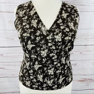 Evan Picone brown and cream cross front sleeveless top